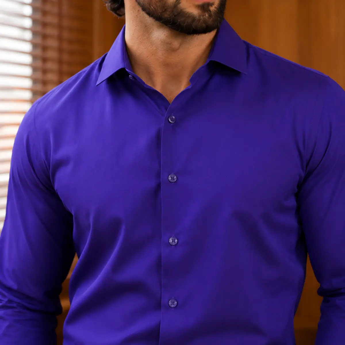 Men’s Regular Fit Solid Purple Formal Shirt