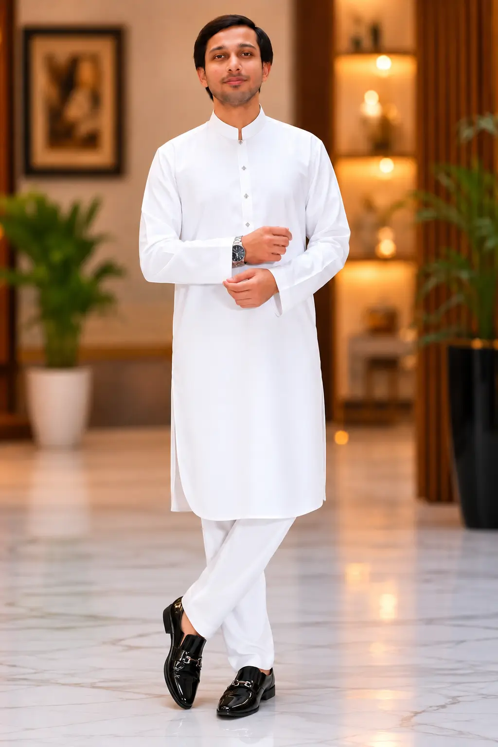 Stylou Kurta Pajama Off White n Cream Design – alternate view