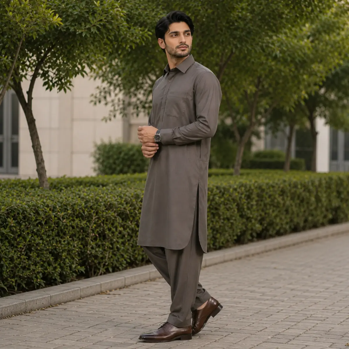 Luxem Chocolate Brown - Casual Shalwar Kameez