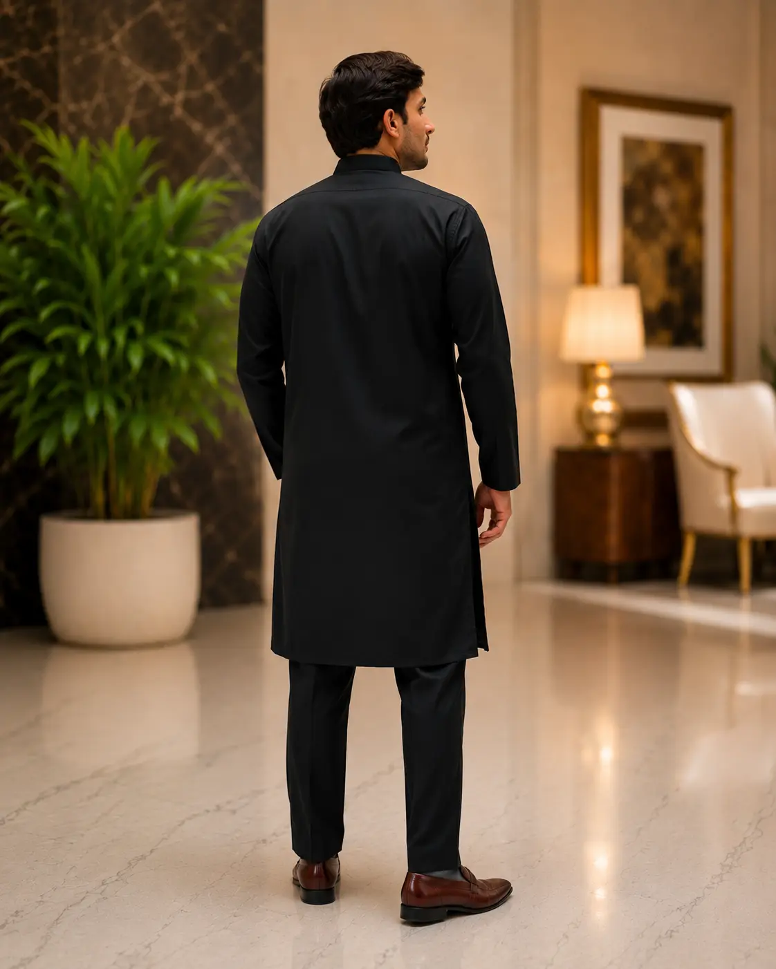 Levatou Kurta Pajama Black