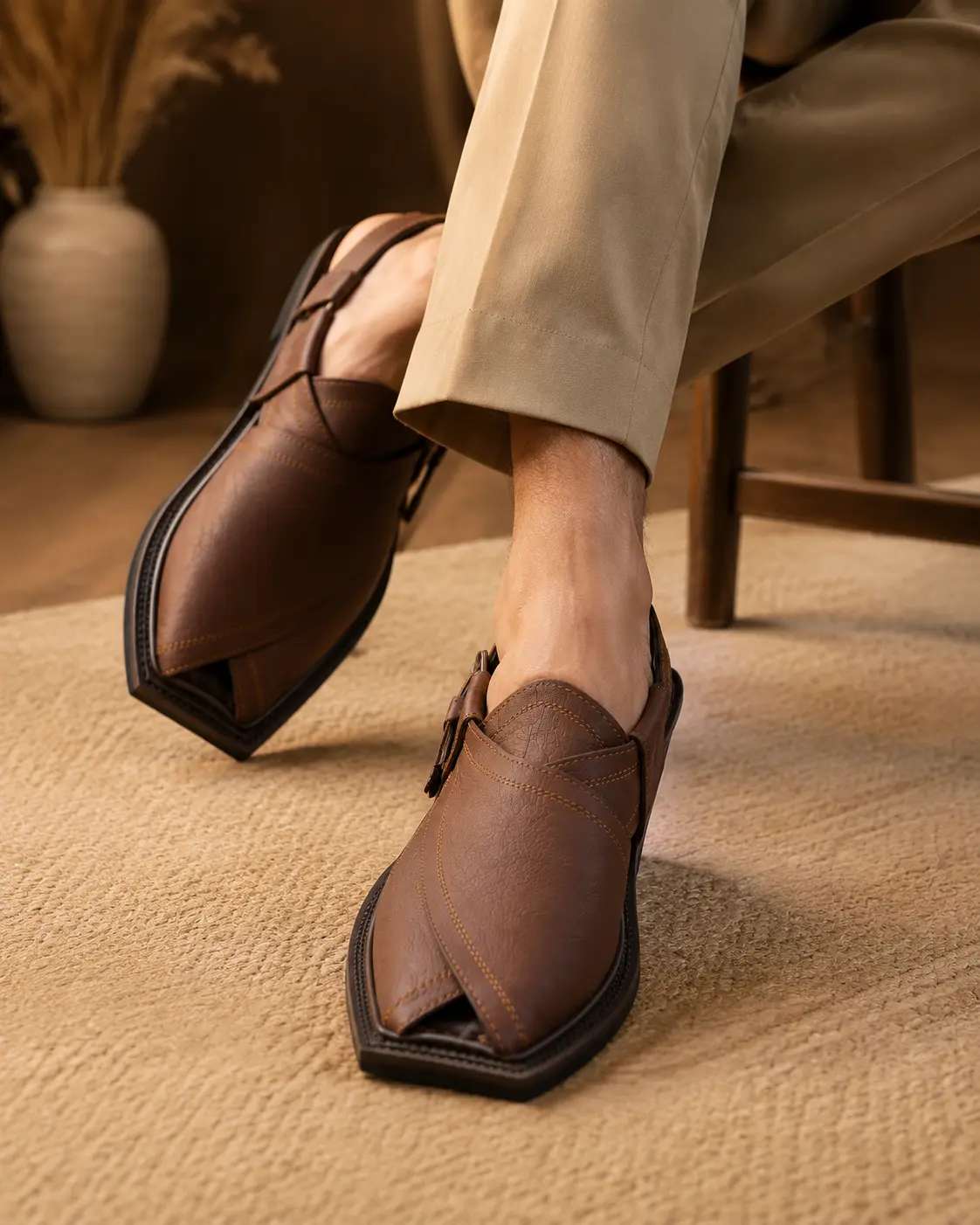 Matte Brown Peshawari Chappal - Essentials