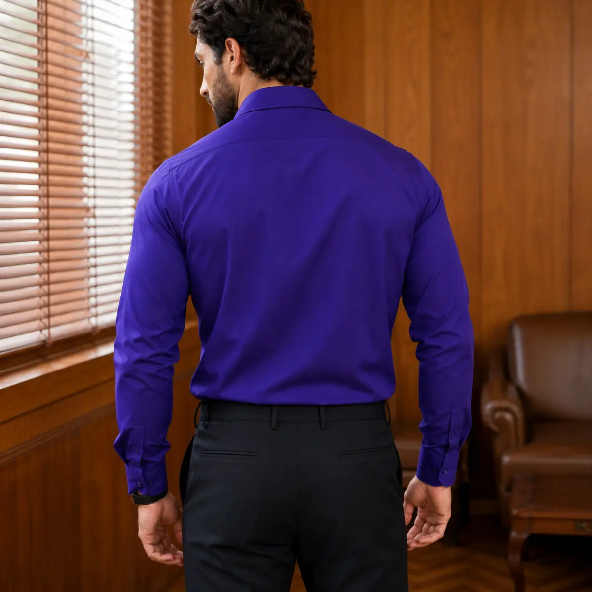 Men’s Regular Fit Solid Purple Formal Shirt