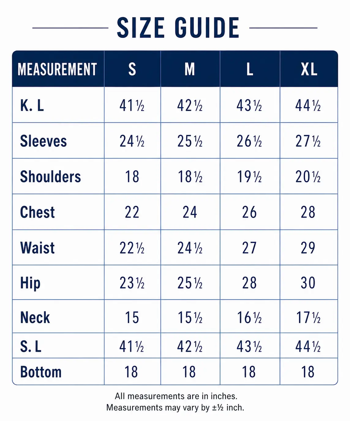 Size Guide