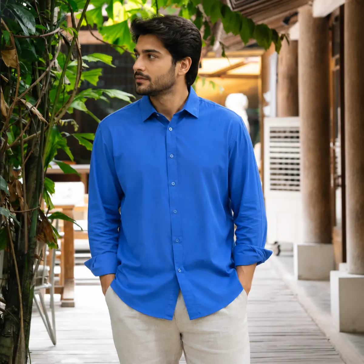 Men’s Regular Fit Solid Sky Blue Formal Shirt