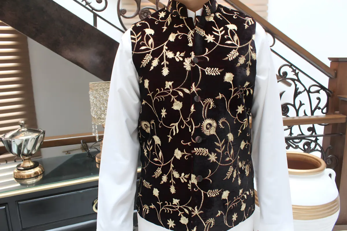 Maroon Velvet Waist Coat