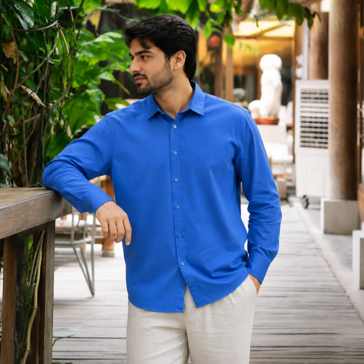 Men’s Regular Fit Solid Sky Blue Formal Shirt