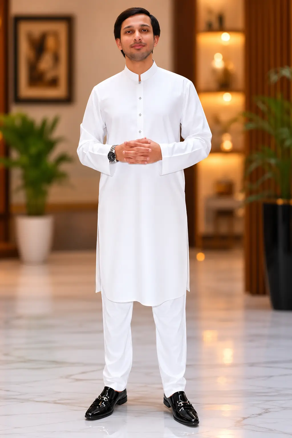 Stylou Kurta Pajama Off White n Cream Design