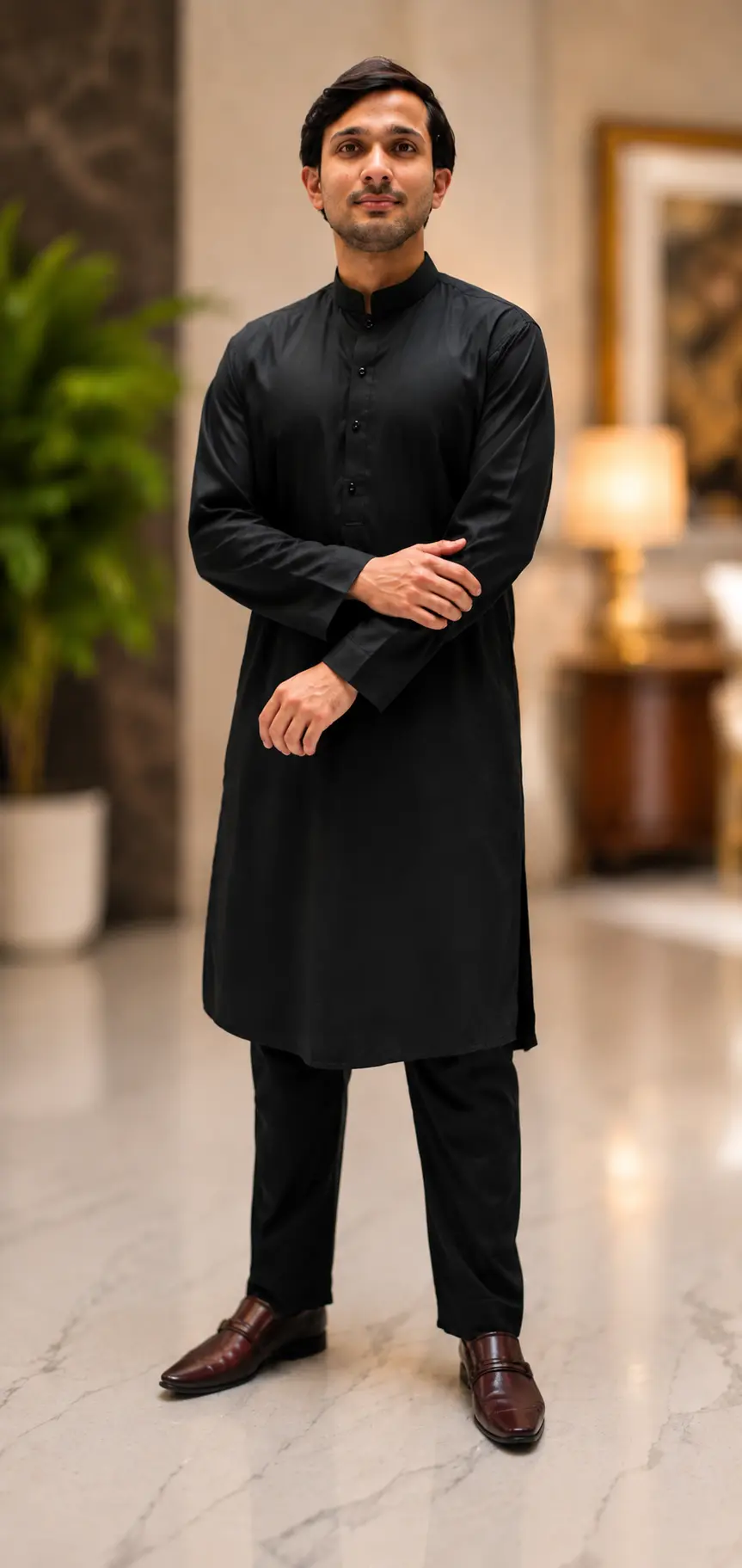 Levatou Kurta Pajama Black 