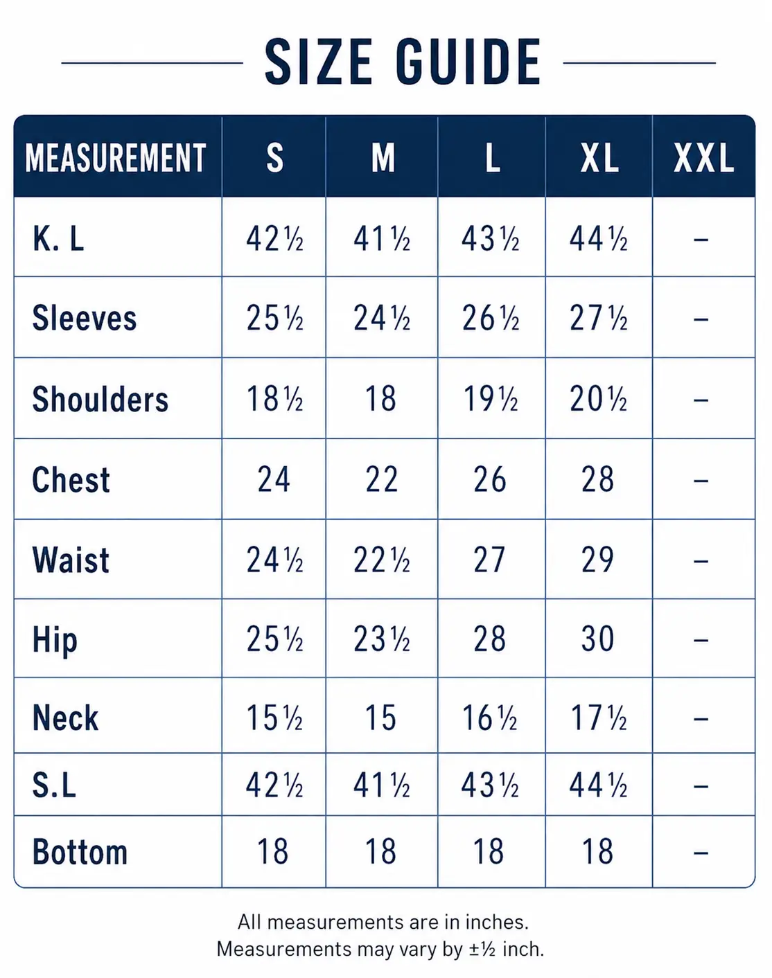 Size Guide